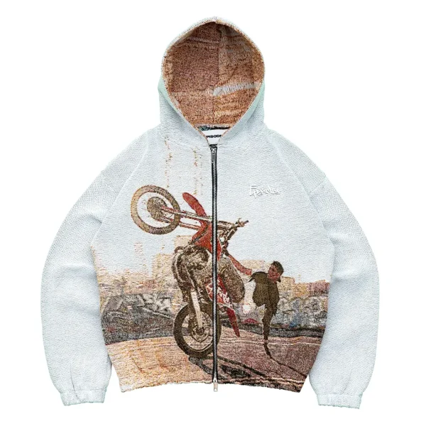 Episodes Wheel Up Tapestry Zip up Hoodie (1)